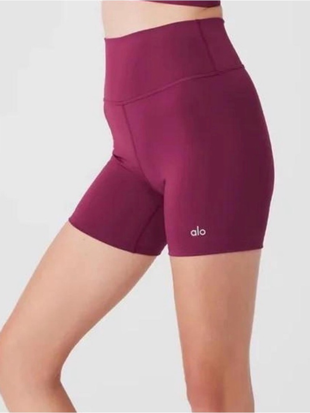 Alo Yoga High Waist Airbrush 5” Biker Shorts Burgundy Wine Size Small S